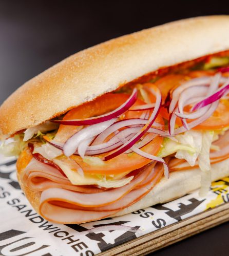 The Loaded Conti sandwich is a beefed-up version of the Classic Conti. With layers of ham, mortadella, salami, Swiss cheese, fresh tomato, and crunchy lettuce and red onion, this continental roll with a dollop of ajvar is sure to satisfy Aussie stomachs and taste buds.