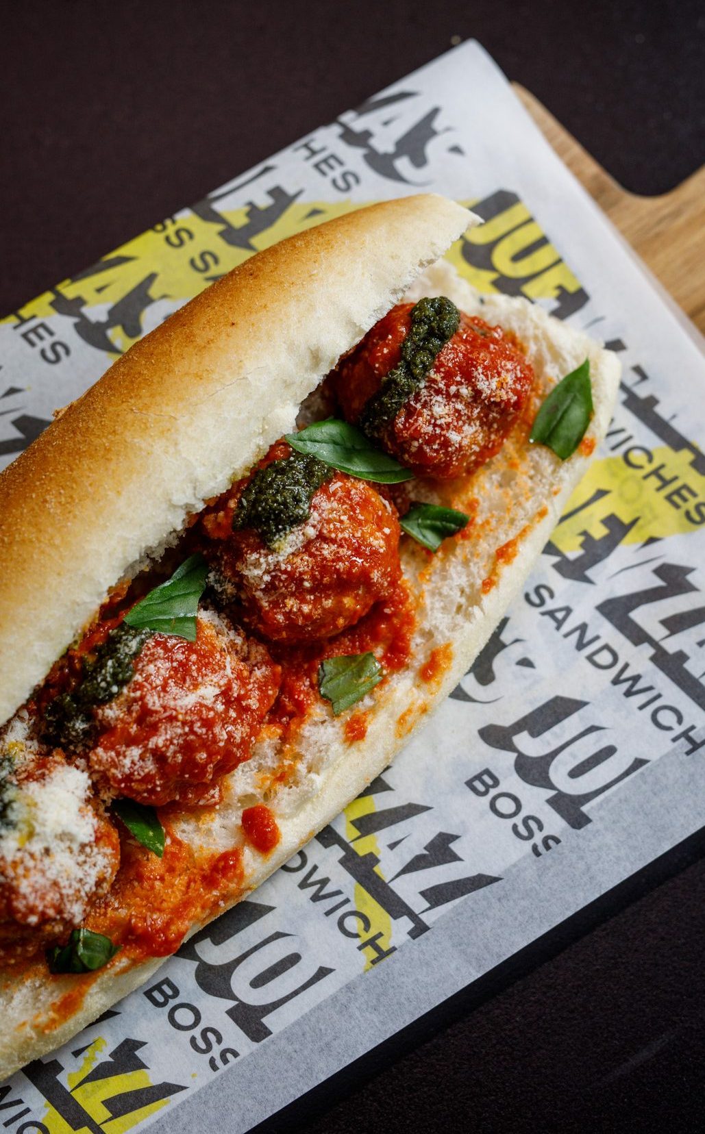 Nonna's Famous Meatballs - four hand rolled meatballs topped in Nonna's secret Napoli sauce. New Winter Sandwiches of Joey Zaza's new york style best perth sandwich bar photo taken by Nathaniel Tan