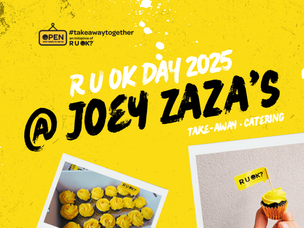Joey Zaza's is one of Perth City's R U OK Day caterers. Joey Zaza's provides both catering and take-aways for delivery or in-store pick-up.