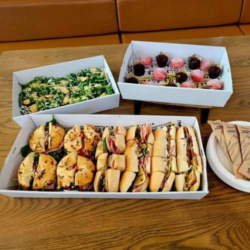 Melbourne Cup Starving Punters Box: Joey Zaza's powerhouse of a lunch catering package for your 2025 Melbourne Cup catering in Perth. Includes sweets, savoury sandwiches, and side salad.