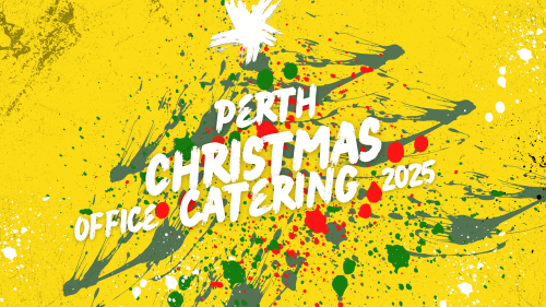 Get Christmas catering packages for your end-of-year office meetings in Perth this season. Paint splatter art forms a festive red and green Xmas tree in this year's feature image.